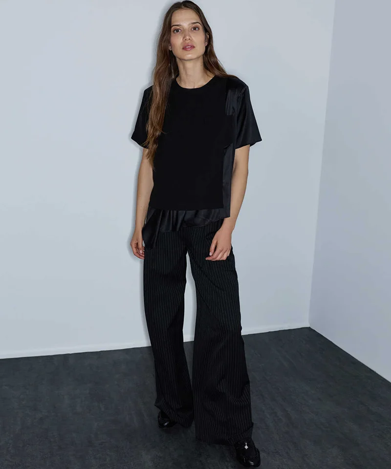 Ipekyol  Mixed-Media Shoulder-Pad Blouse for Women | Best Price UAE