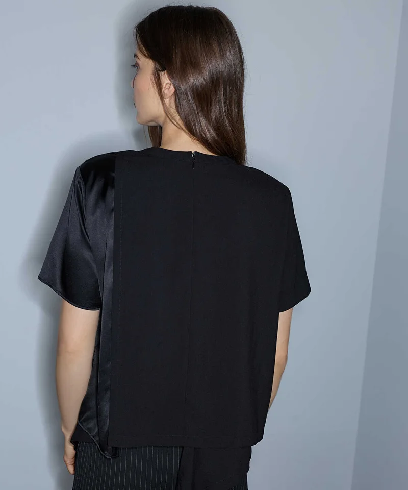Ipekyol  Mixed-Media Shoulder-Pad Blouse for Women | Best Price UAE