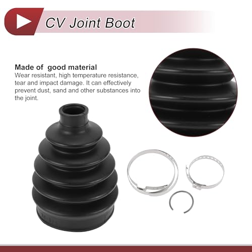 HEROFFIX 1 Set CV Joint Boot Kit for Honda Civic 2017-2021 Outer Constant Velocity Joint Boot W/Clamps No.44018SNEA01 Black Rubber - Image 5