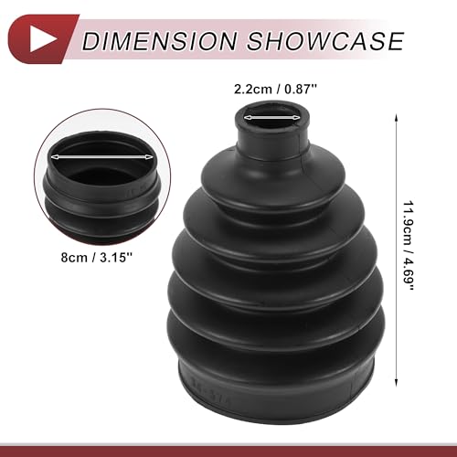 HEROFFIX 1 Set CV Joint Boot Kit for Honda Civic 2017-2021 Outer Constant Velocity Joint Boot W/Clamps No.44018SNEA01 Black Rubber - Image 4