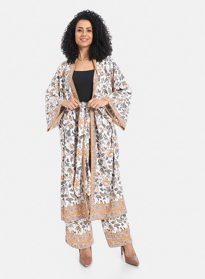 Red Circle Women's Kimono Floral Pants Suit - Image 1