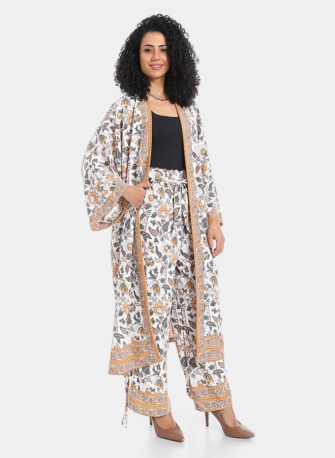 Red Circle Women's Kimono Floral Pants Suit - Image 2