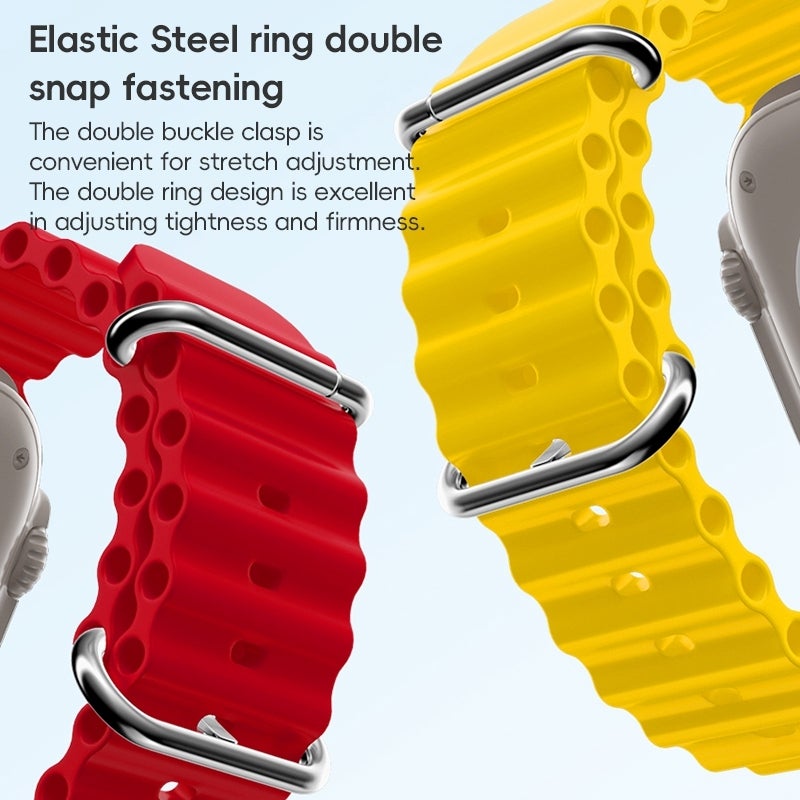 erorex For Apple Watch Ultra 2 49Mm Ocean Silicone Watch Band(Yellow) - Image 4