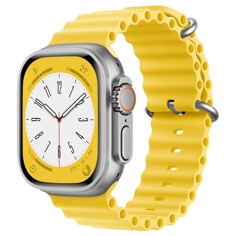erorex For Apple Watch Ultra 2 49Mm Ocean Silicone Watch Band(Yellow) - Image 1