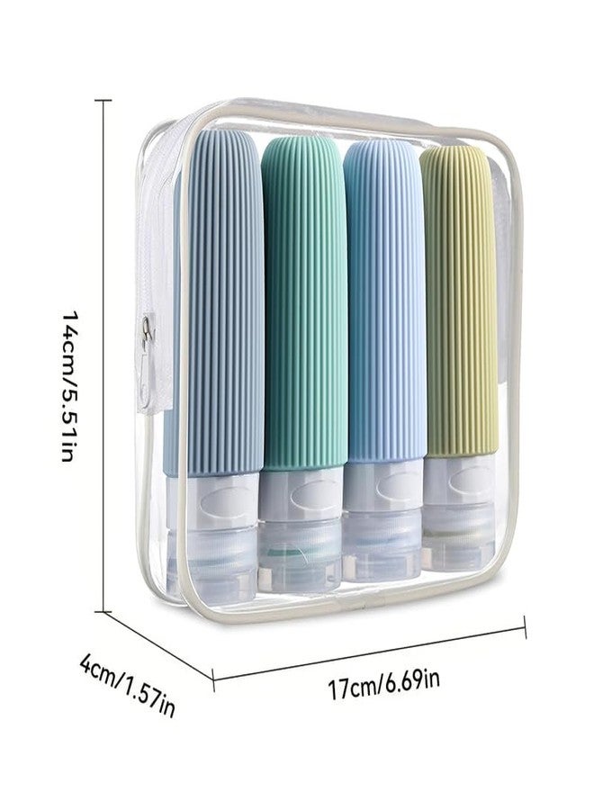oddpod Pack of 4 Colorful Silicone Travel Bottles 90ml with Clear Bag for Toiletries/Refillable Cosmetic Bottles for shampoo, conditioner, body wash, lotion, and more (Glacier) - Image 2