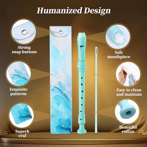 Yop-yes Recorder Instrument for Beginner Kids Adults,8-Hole Soprano Descant Recorder Music Flute with Cleaning Rod & Leather Case For School Student - Image 4
