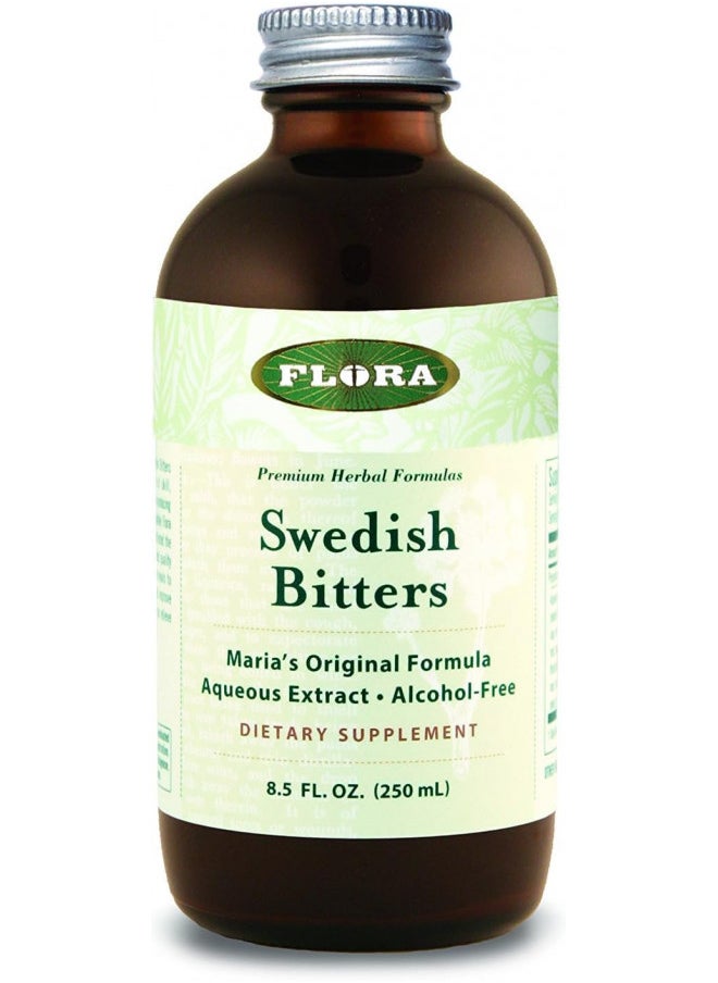 Flora - Swedish Bitters for Digestion, Alcohol-Free Bitters Help Bloating & Digestion, Maria's Original Formula Aqueous Extract, Vegan, Kosher, Non GMO, 8.5 Fl Oz Glass Bottle