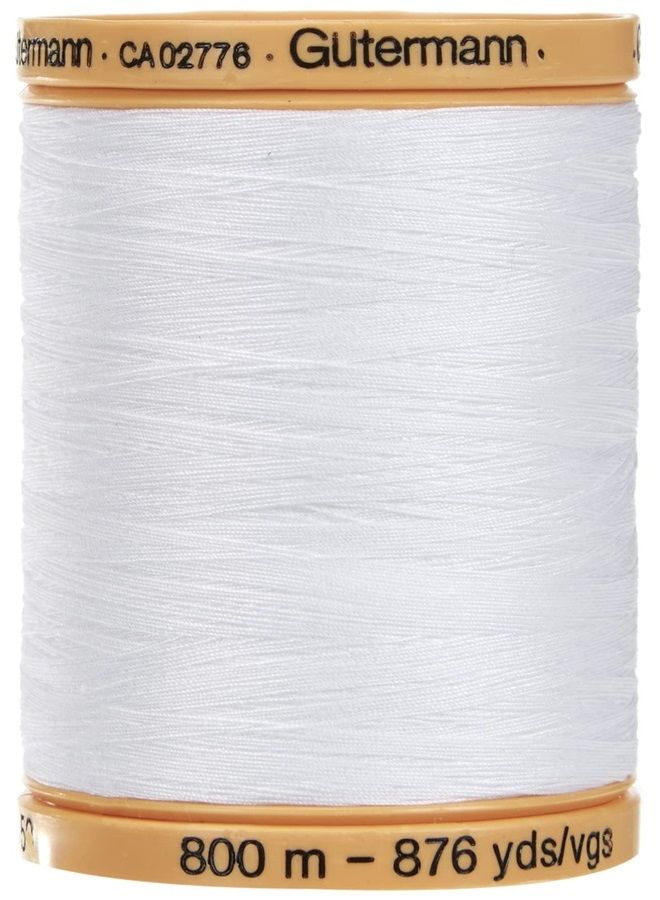 Gutermann 25049 Natural Cotton Thread Solids 876 Yards-White - Image 1