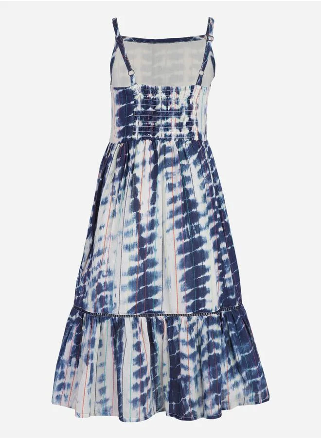 Styli Tie-Dye Tiered Strappy Dress