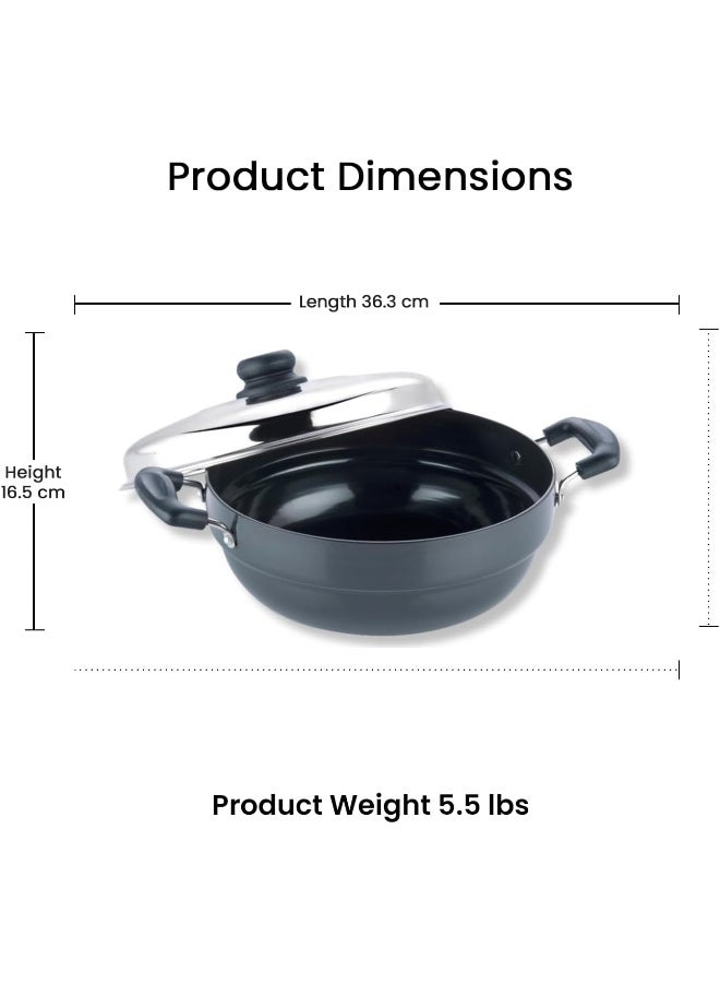 Vinod Hard Anodized 6 pcs Multi Kadai with Stainless Steel Lid, 2 Idli Plates, 2 Dhokla Plates and 1 Patra Plate - Silver (Induction and Gas Stove Friendly) - Image 4