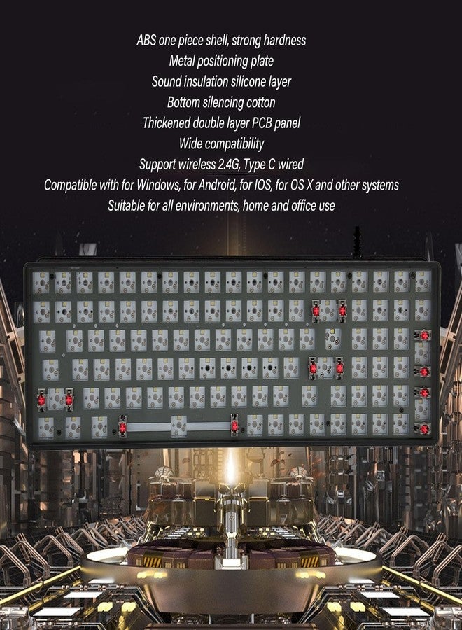 Yoidesu Custom Gaming Keyboard, RGB Modular DIY Mechanical Keyboard Kit, 75% 100 Keys Hot Swappable BT 5.0 2.4GHz Wired Keyboard PCB Mounting Plate Kit, Programmable (Black) - Image 2
