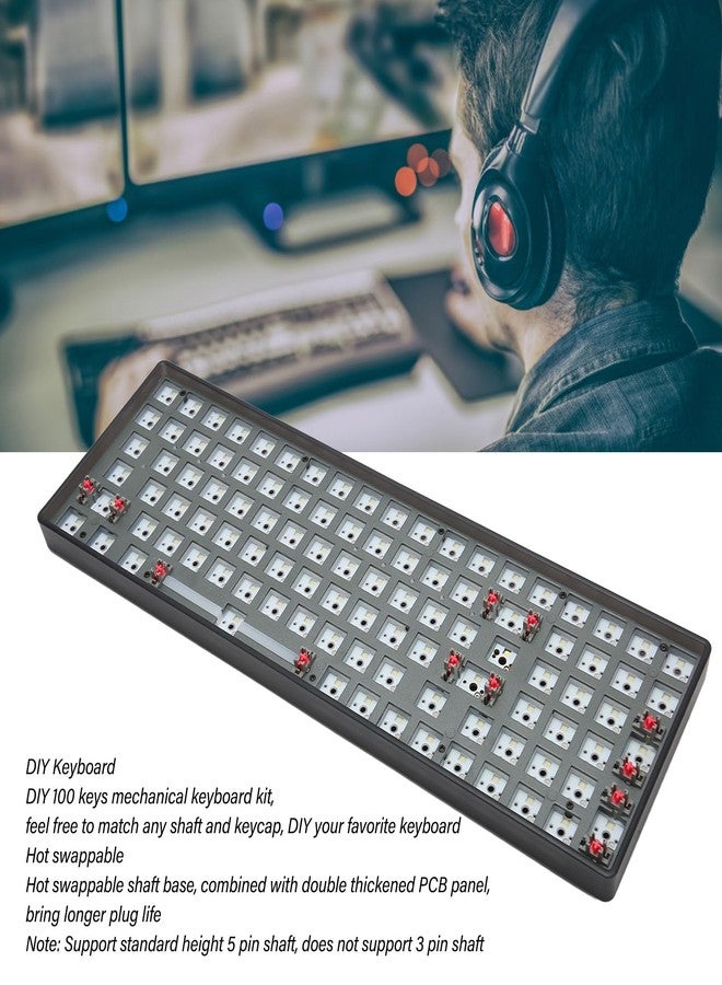Yoidesu Custom Gaming Keyboard, RGB Modular DIY Mechanical Keyboard Kit, 75% 100 Keys Hot Swappable BT 5.0 2.4GHz Wired Keyboard PCB Mounting Plate Kit, Programmable (Black) - Image 3