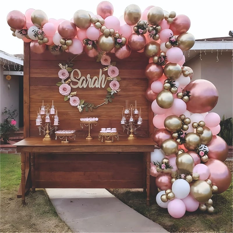 YOURS DECOR 56 Pcs Set of Pink Rose gold balloons garland kit for Birthday decoration Anniversary Celebration Baby Shower Home Party Decoration items - Image 4