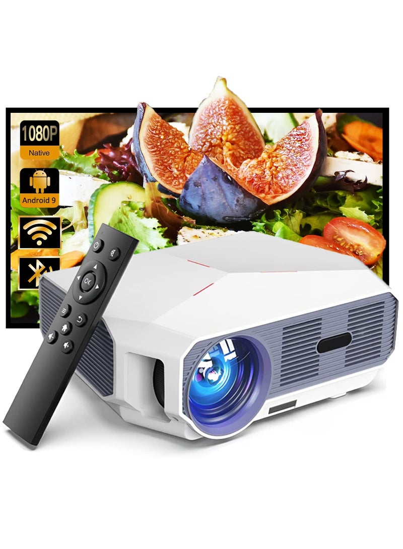 4600 Lumen Full Hd Wifi Projector Bluetooth Video 200 Screen 1080P Home Cinema Projector With Speaker Keystone Outdoor Projector Hdmi/Usb/Vga/Tv/Laptop/Ios Android White  - Image 1