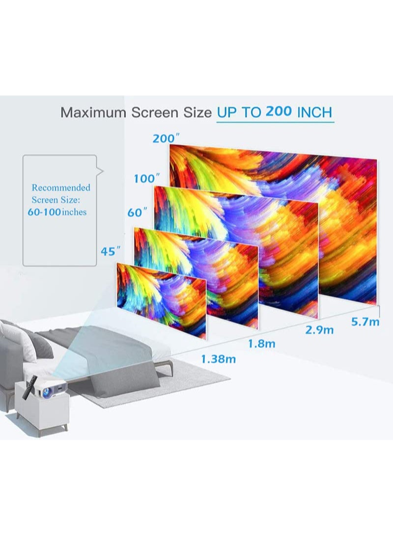 4600 Lumen Full Hd Wifi Projector Bluetooth Video 200 Screen 1080P Home Cinema Projector With Speaker Keystone Outdoor Projector Hdmi/Usb/Vga/Tv/Laptop/Ios Android White  - Image 5