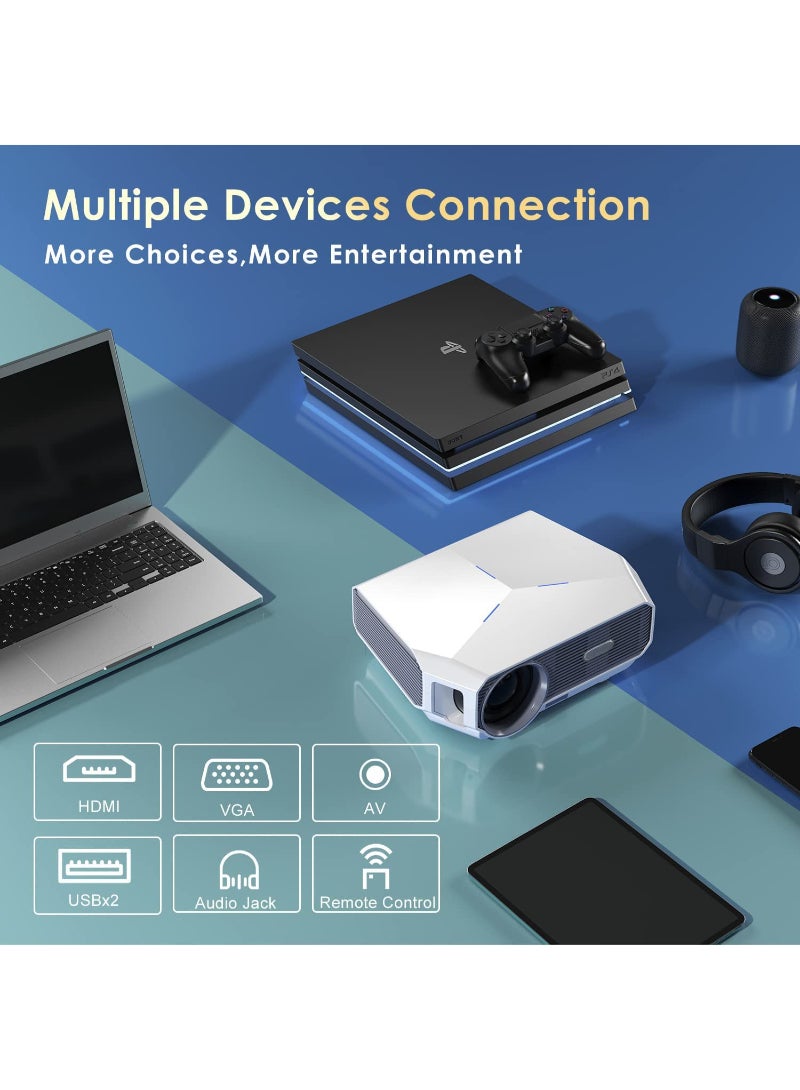 4600 Lumen Full Hd Wifi Projector Bluetooth Video 200 Screen 1080P Home Cinema Projector With Speaker Keystone Outdoor Projector Hdmi/Usb/Vga/Tv/Laptop/Ios Android White  - Image 4