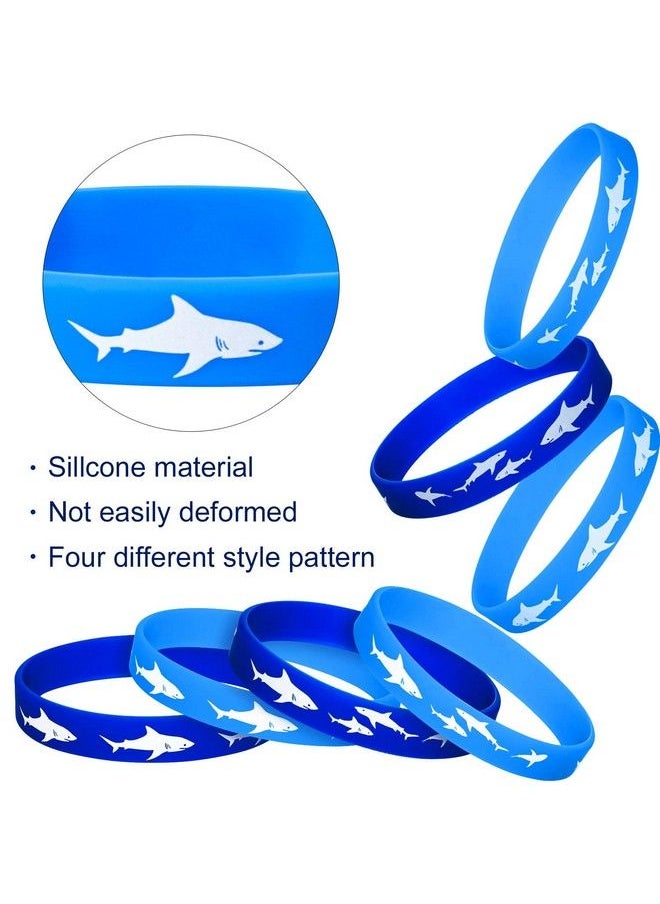 meekoo 24 Pieces Shark Party Favors Rubber Wristbands Bracelet Under The Sea Shark Birthday Party Favors Supplies Gift Decorations (24 Pieces)  - Image 3