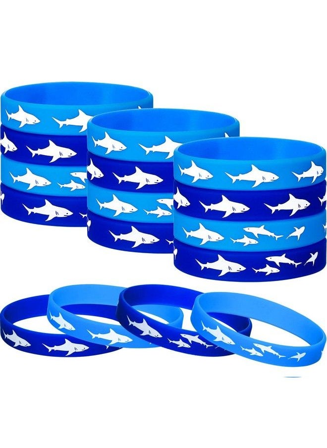 meekoo 24 Pieces Shark Party Favors Rubber Wristbands Bracelet Under The Sea Shark Birthday Party Favors Supplies Gift Decorations (24 Pieces)  - Image 1