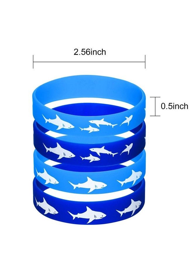 meekoo 24 Pieces Shark Party Favors Rubber Wristbands Bracelet Under The Sea Shark Birthday Party Favors Supplies Gift Decorations (24 Pieces)  - Image 5