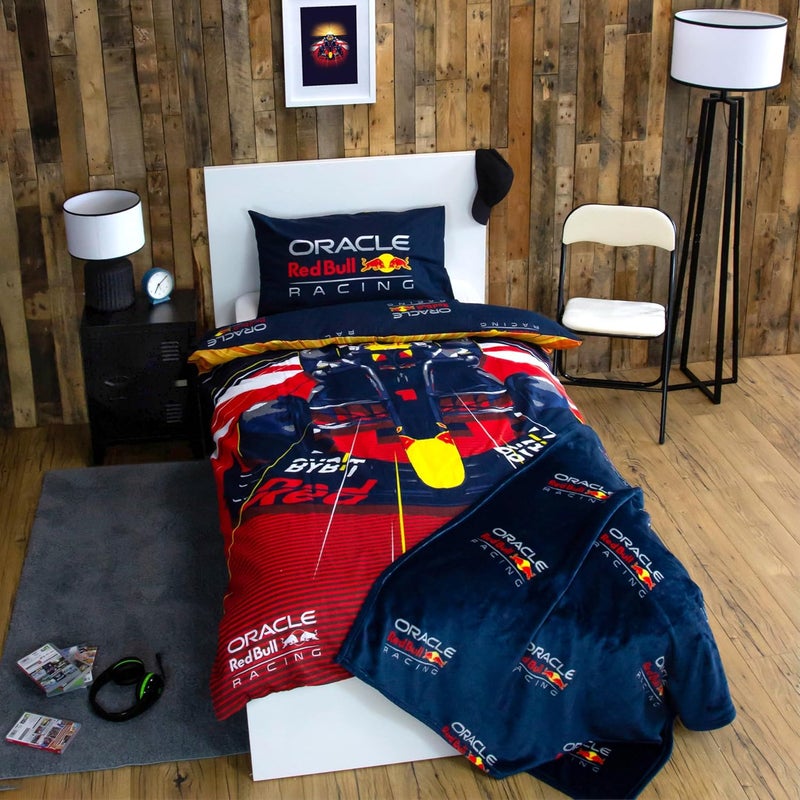 Character World Oracle Red Bull Racing Official Single Duvet Cover Set | Speed Design Reversible 2 Sided Bedding Including Matching Pillow Case Single Bed Set | Polycotton - Image 4