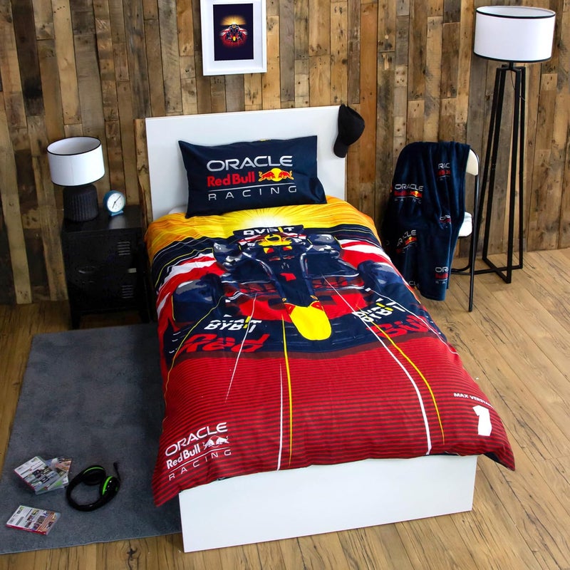 Character World Oracle Red Bull Racing Official Single Duvet Cover Set | Speed Design Reversible 2 Sided Bedding Including Matching Pillow Case Single Bed Set | Polycotton - Image 5