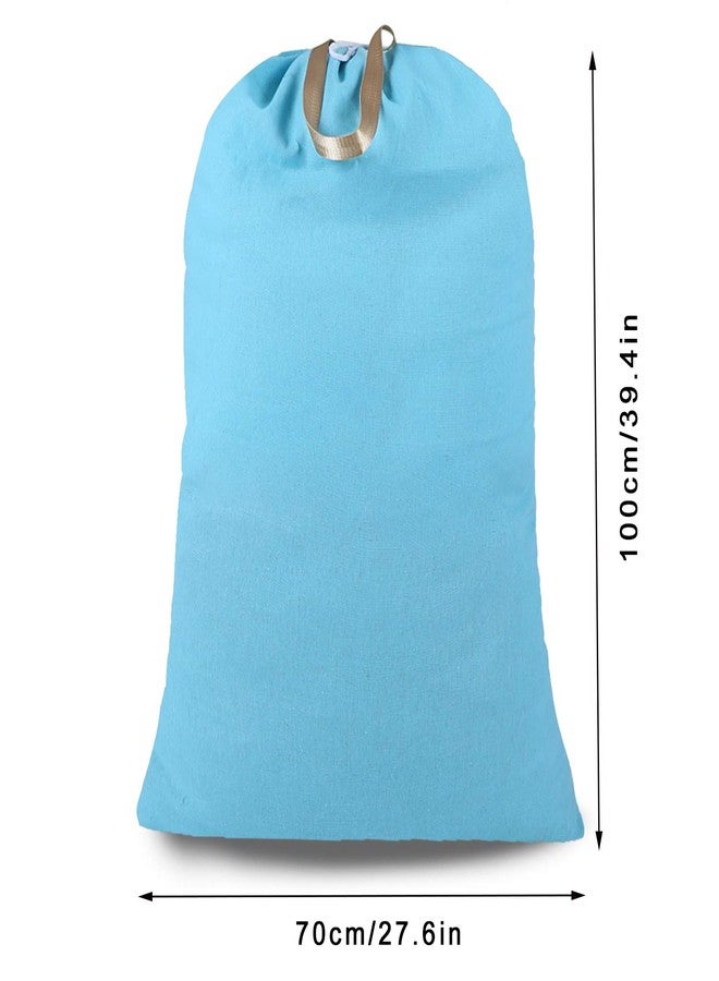 SANFERGE Heavy Duty Laundry Bag with Drawstring and Handle, Extra Large Travel Dirty Clothes Bag for Laundromat and Household, Durable Rip-Stop Laundry Hamper Liner, 28 x 40 Inch by SANFERGE, Light Blue - Image 2