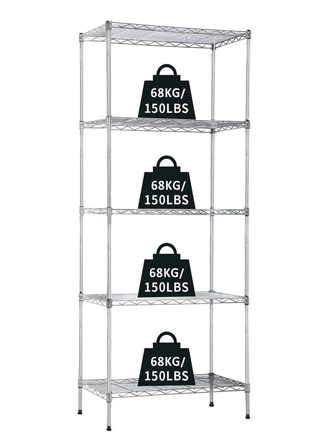 GoldenLike  رف تخزين مكون من 5 طبقات، وحدة رفوف تخزين سلكية، رف تخزين للمطبخ، أرفف تخزين معدنية قائمة بذاتها للمطبخ والحمام وغرفة الغسي - Image 4