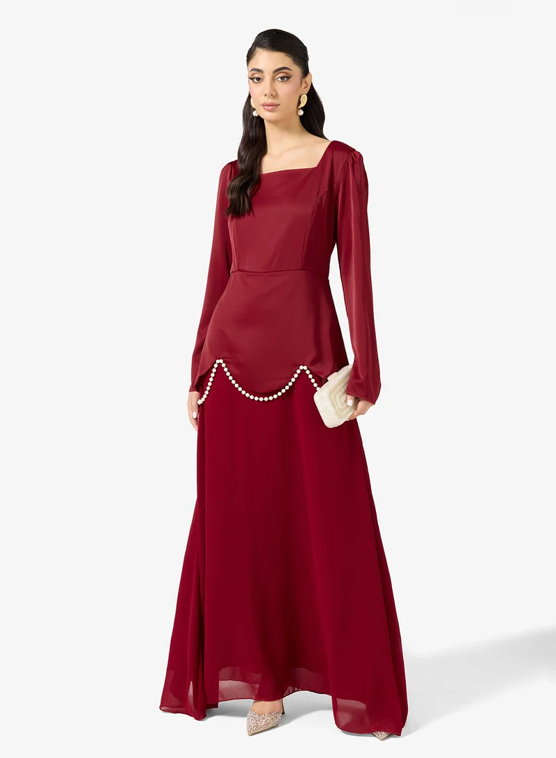 A-line Dress With Scallop Drop Waist