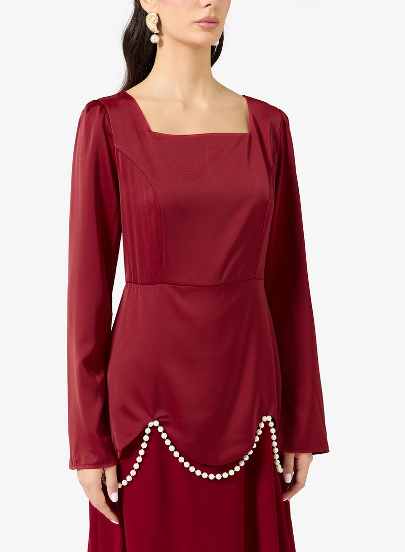 خزانة فستان - بخصر منسدل مزين بالدانتيل - Image 3