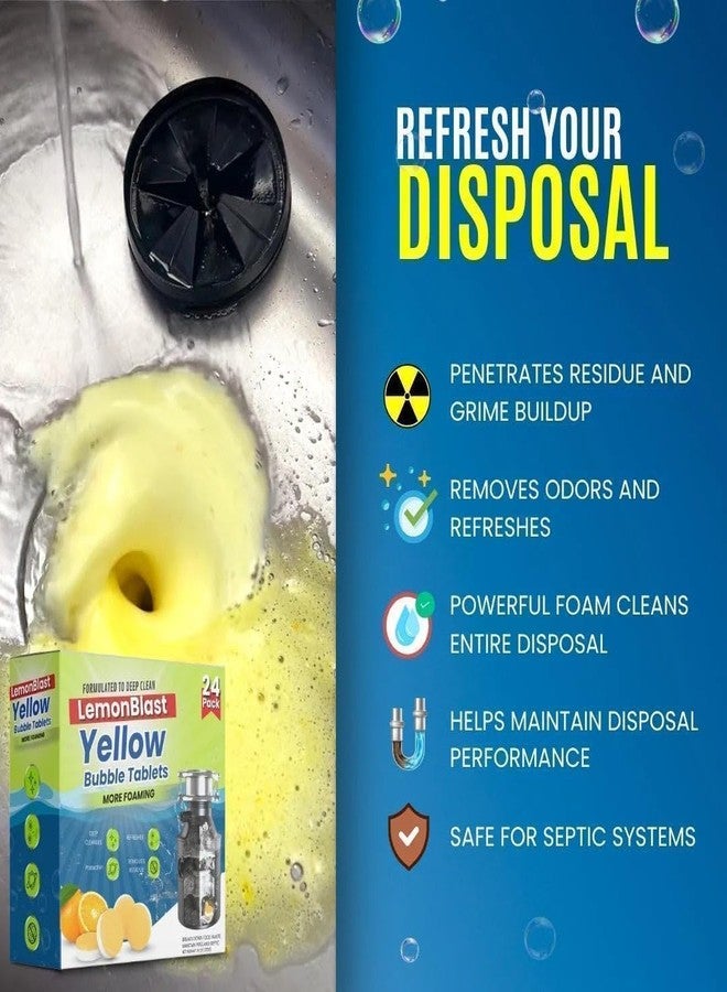 ocvito LemonBlast Yellow Bubble Tablets for Deep Cleaning | Multi-Use Foaming Tablets for Kitchen Sink, Drain, Pipes & Disposal | Helps Remove Residue & Refreshes with Active Foam | 24 Pack (Tablet) - Image 3