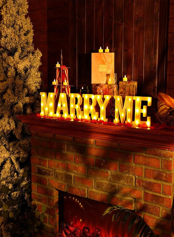 Roowest Marry Me Letters Light Proposal Decorations Set Includes 7 LED 6.3" x 5.5" Romantic Marry Me Sign and 1000 Rose Petals for Proposal Engagement Wedding Decor(Yellow Light, Red) - Image 2