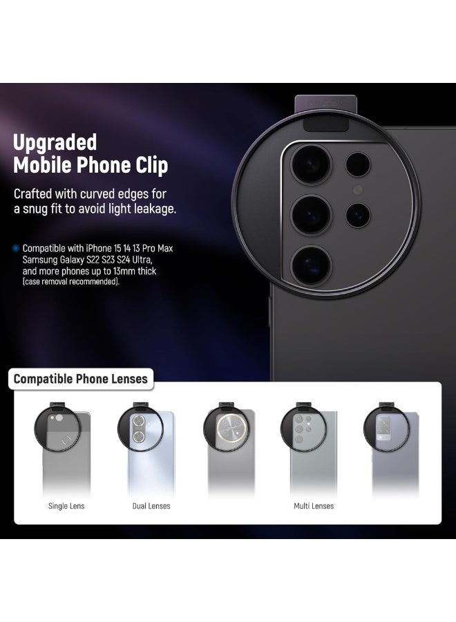 Upgraded 67mm Phone Filter Mount Threaded Lens Filter Clip W/ Cold Shoe Mount Locking Knob 13mm Opening Compatible With IPhone 16 15 Pro Max Plus 14 13 Samsung Galaxy S22 - Image 3