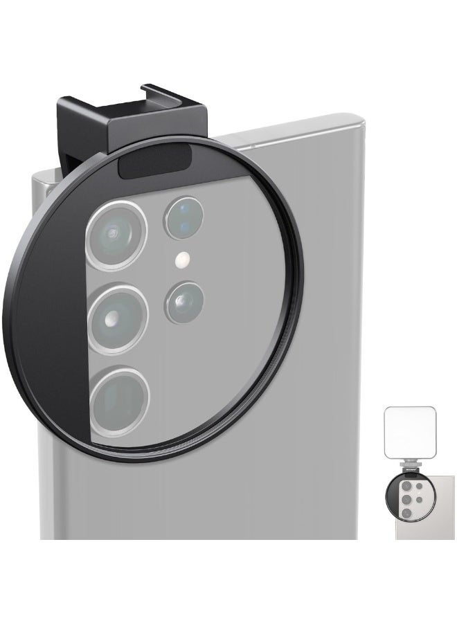 Upgraded 67mm Phone Filter Mount Threaded Lens Filter Clip W/ Cold Shoe Mount Locking Knob 13mm Opening Compatible With IPhone 16 15 Pro Max Plus 14 13 Samsung Galaxy S22 - Image 1