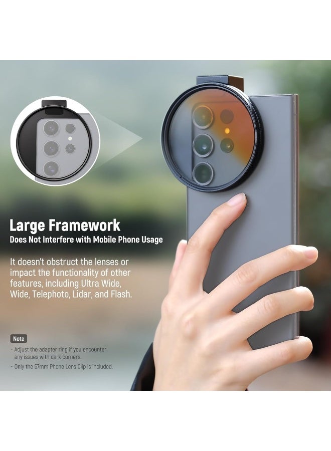 Upgraded 67mm Phone Filter Mount Threaded Lens Filter Clip W/ Cold Shoe Mount Locking Knob 13mm Opening Compatible With IPhone 16 15 Pro Max Plus 14 13 Samsung Galaxy S22 - Image 2