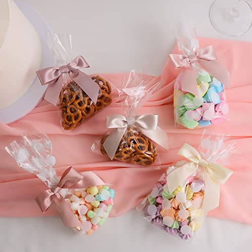 AIMUDI 5 Colors Dusty Rose Twist Tie Bows 3.5" Premade Satin Ribbon Bows for Gift Wrapping Pre-Tied Rose Pink Bows for Crafts, Wedding Decor, Baby Shower, Birthday, Bridal Shower Favors - 50 Counts - Image 3