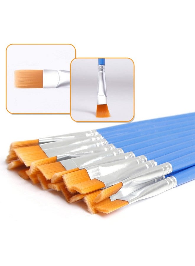 UPINS 60 Pcs 9Mm Wide Flat Paint Brushes Set With Nylon Hair, Small Brush Bulk For Detail Painting Short Plastic Handle Acrylic Oil Watercolor Fine Art Painting For Kids Students Starter Adults Artis  - Image 1