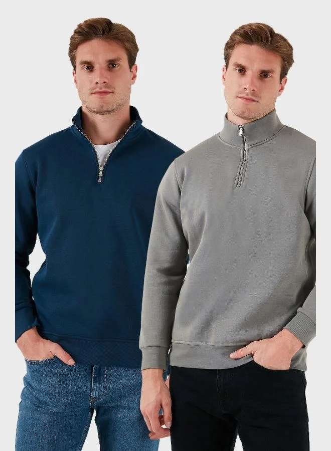 Buratti Buratti Cotton Regular Fit Stand-Up Collar 2-Pack Men's Sweatshirt 59052592S2