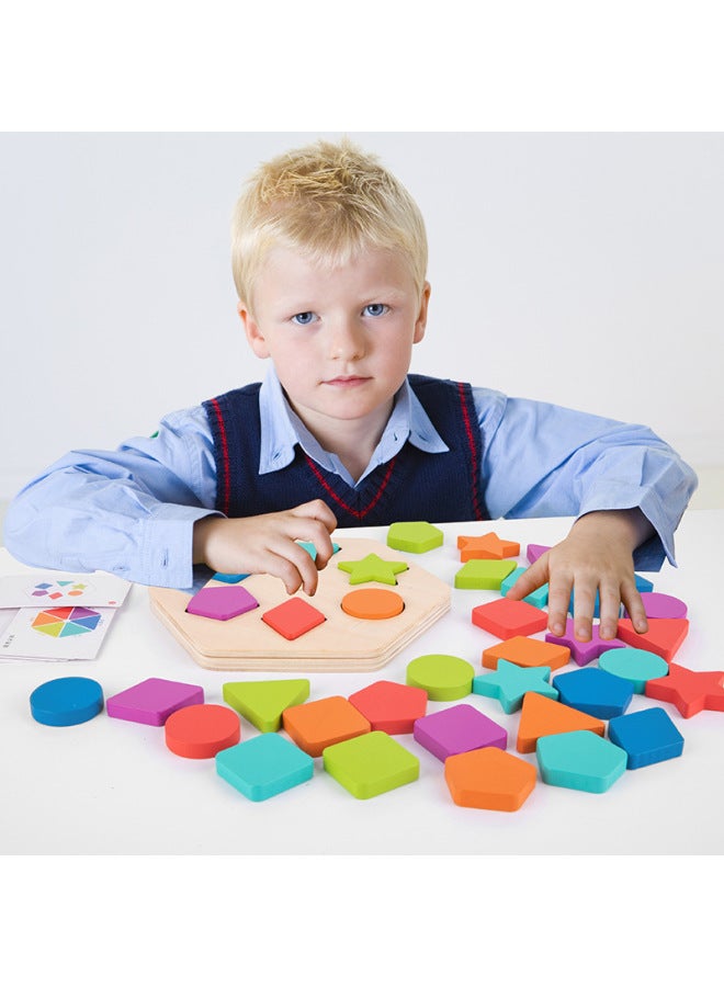 لوحة مطابقة الألوان على شكل لوحة تعليم التنوير في مرحلة الطفولة المبكرة، لوحة معرفية خشبية، ألعاب خشبية، فئة التعليم المبكر، قرص دوار ملون اللون: لوحة مطابقة ألوان الشكل - Image 4