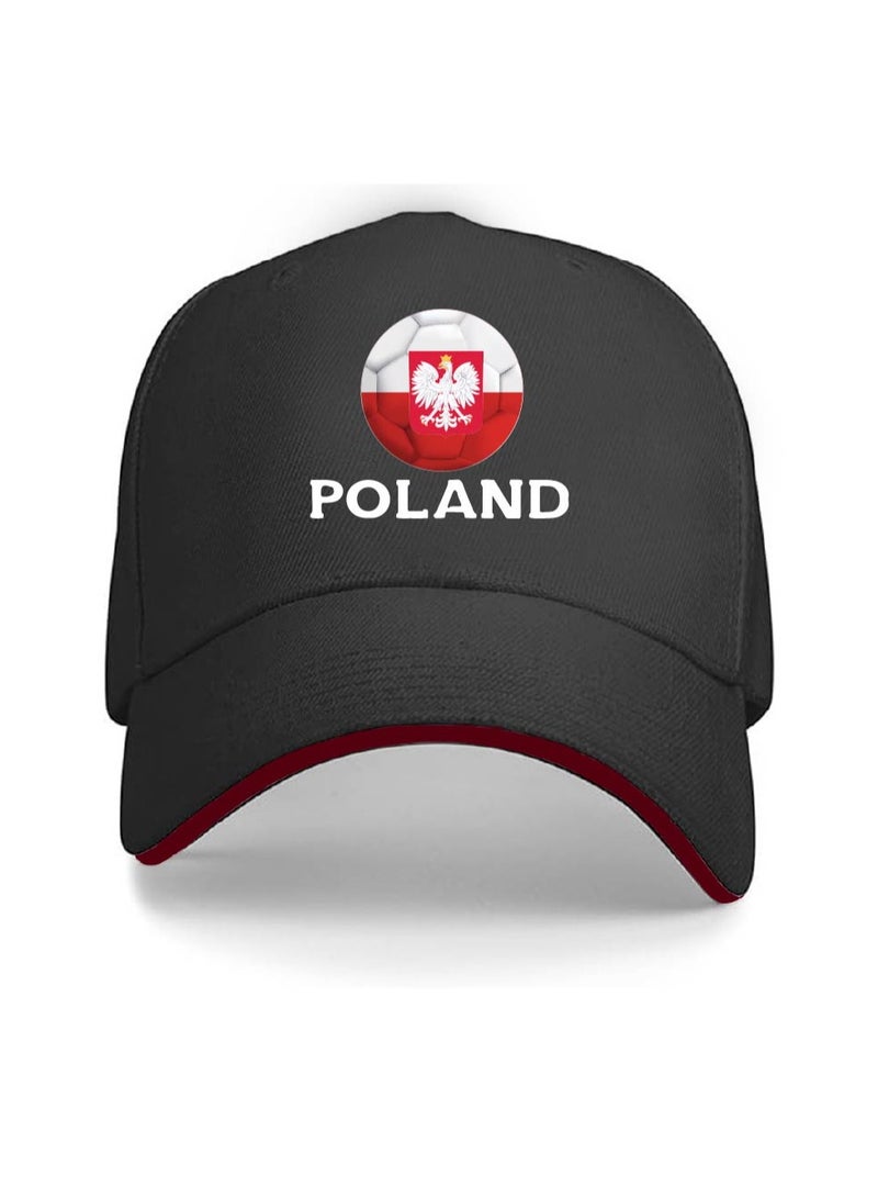 قبعة كرة قدم للبالغين من الجنسين من بولندا لكل من الرجال والنساء مع إغلاق بإبزيم معدني قابل للتعديل - مثالية لمحبي كرة القدم، وأيام المباريات، والأنشطة الخارجية، والارتداء اليومي - Image 1