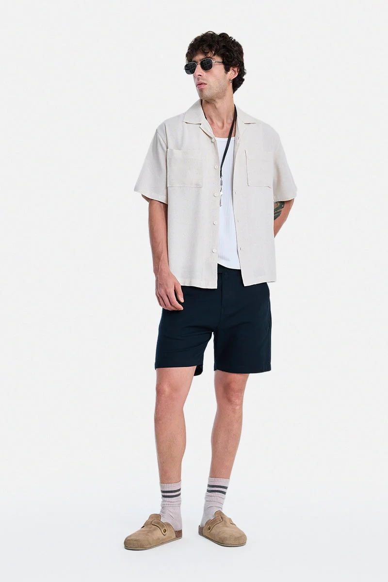 SNITCH Navy Solid Relaxed Casual Shorts