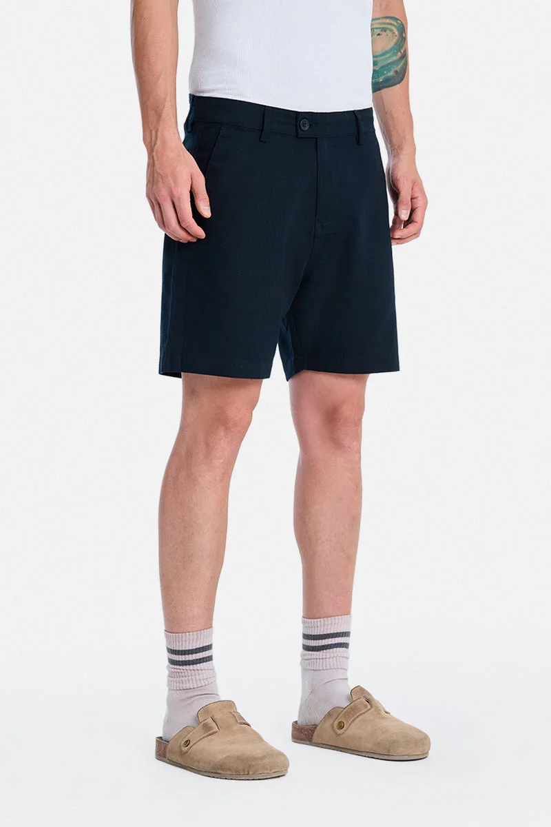 SNITCH Navy Navy Solid Relaxed Casual Shorts for Men | Best Price UAE