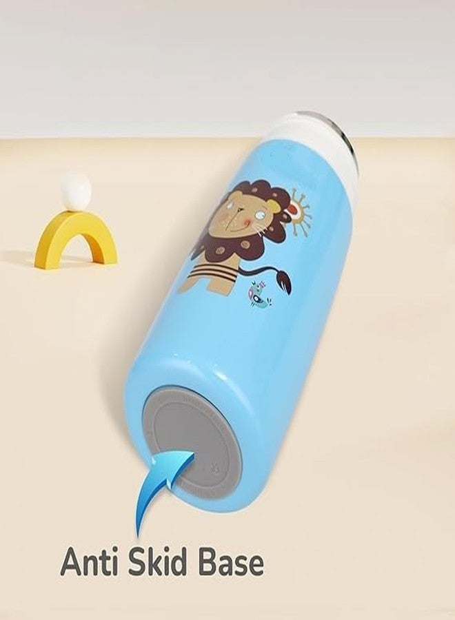 Zerya Goofy 380 ML Vacuum Thermo Seal Insulated Double Wall Steel Body Baby Sipper with One Touch Opening & Silicon Straw,Long Retention of Temperature of Hot & Cold Liquids (Light-Blue) - Image 5