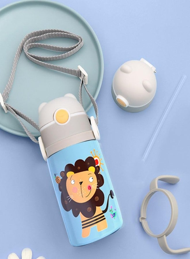 Zerya Goofy 380 ML Vacuum Thermo Seal Insulated Double Wall Steel Body Baby Sipper with One Touch Opening & Silicon Straw,Long Retention of Temperature of Hot & Cold Liquids (Light-Blue) - Image 3