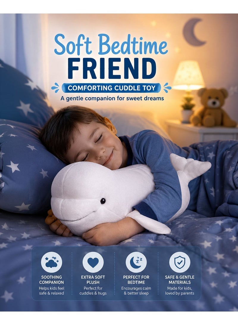 Wild Planet Beluga Whale Plush Toy 40cm Soft Stuffed Arctic Whale Animal Plush Doll for Kids Ultra Soft Cuddly Ocean Marine Wildlife Toy Realistic Beluga Whale Pillow Hugging Sleeping Companion Gift for Boys Girls Toddlers Children - Image 2