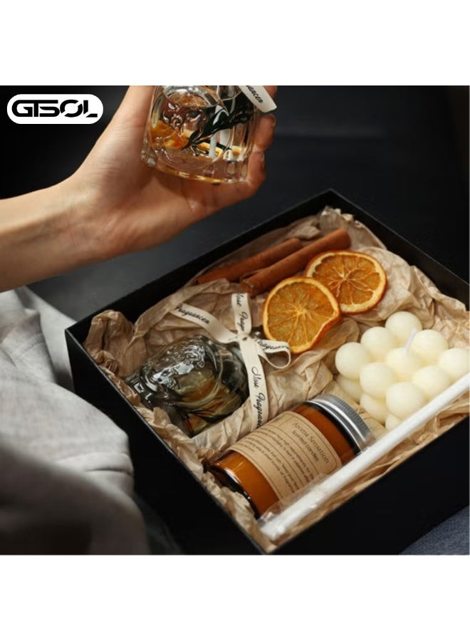 GTSOL Set of 7 Candles Gift Set Box and Aroma Reed Diffuser | Soy Wax Aromatherapy Candles with Essential Oils | Long Lasting Fragrance Candles for Birthday, Wedding, Bathroom, Yoga & Home Décor | Candle Gift Set for Christmas for Women, Mom, Wife & Friends | Relaxing Natural Candle Gift Set Aroma Set | Housewarming. Birthday - Image 4