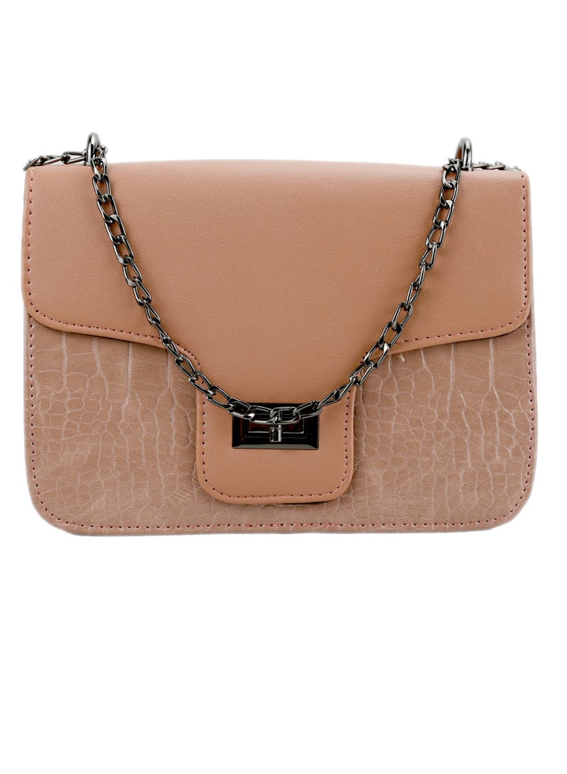 مدمجة وأنيقة مع تأثير التمساح الأنيق حقائب جلد بولي يوريثان للنساء حقيبة يد وحقيبة يد عتيقة عصرية وحقيبة نسائية حقيبة وردية غير رسمية - Image 2