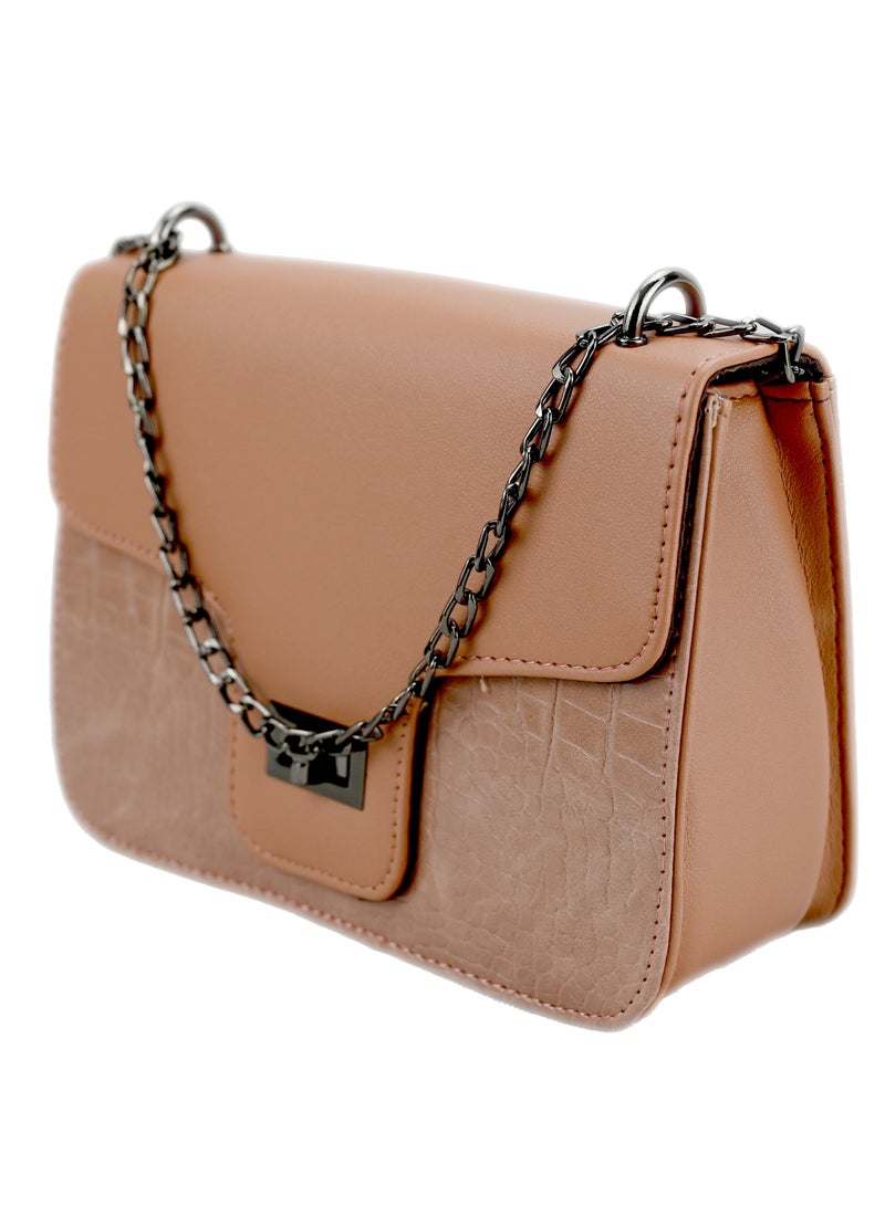 مدمجة وأنيقة مع تأثير التمساح الأنيق حقائب جلد بولي يوريثان للنساء حقيبة يد وحقيبة يد عتيقة عصرية وحقيبة نسائية حقيبة وردية غير رسمية - Image 3