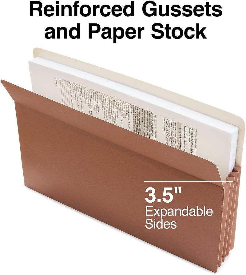 Staples Reinforced Expanding File Pocket Folder - Letter Size, 3.5" Expansion, Brown, 25 Pack - Image 3