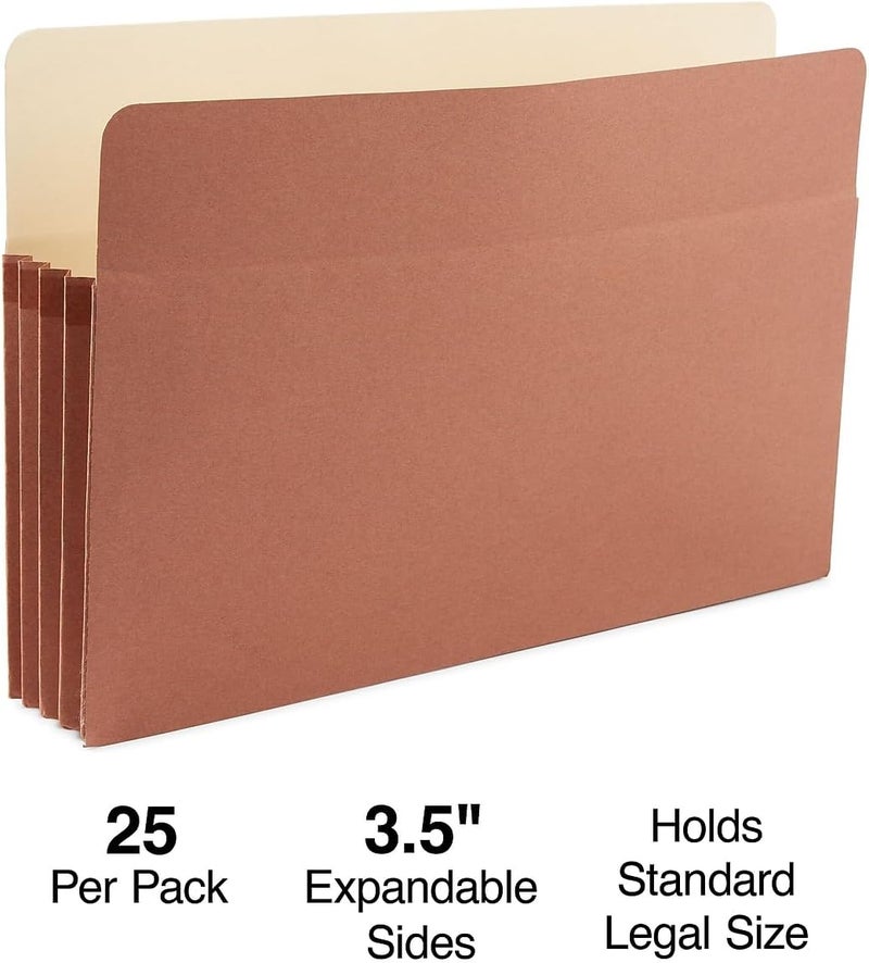 Staples Reinforced Expanding File Pocket Folder - Letter Size, 3.5" Expansion, Brown, 25 Pack - Image 2