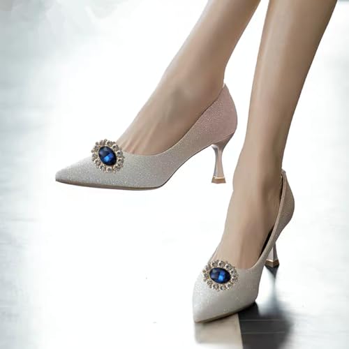 Douqu A Pair of Fashion Removeable Blue Crystal Rhinestone Wedding Boots Shoe Clips Shoe Charms Jewelry - Image 4